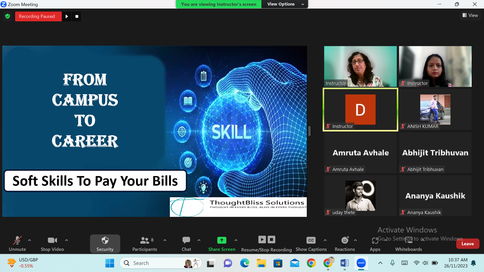 Soft Skills Webinar ThoughtBliss Solutions Pune
